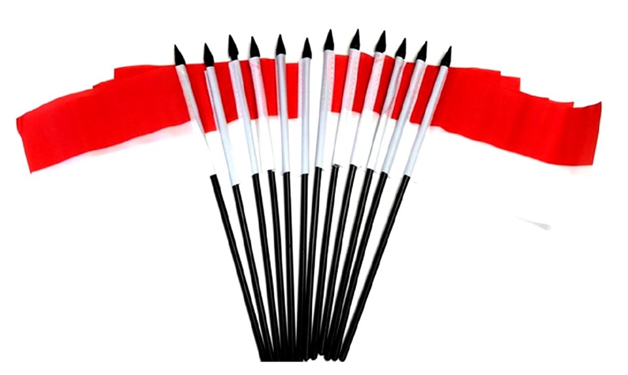 Pack of 12 Indonesia Mini Flags – 4"x6" Polyester Desk & Hand Waving Set